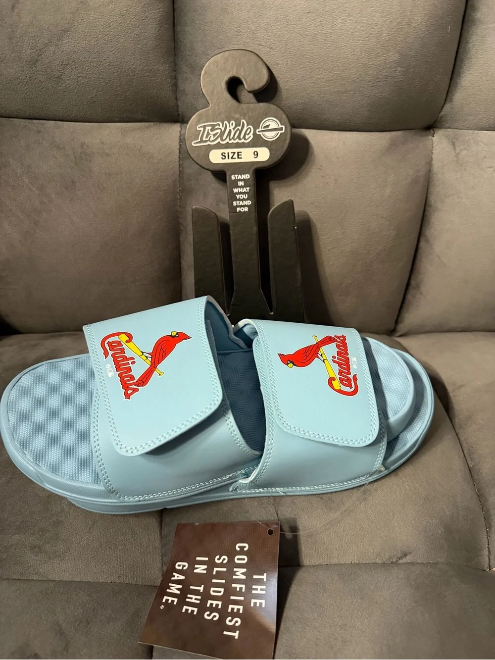 Islides St. Louis Cardinals Light Blue Size 9 Men Slides NWT in Packaging